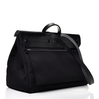Hermes Military Toile Vache Hunter Herbag Zip Retourne Cabine Bag Black 2 of 11