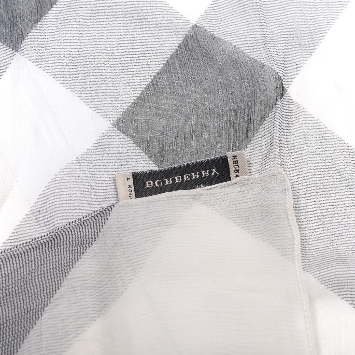 Wool Silk Gauze Giant Check Scarf Stone
