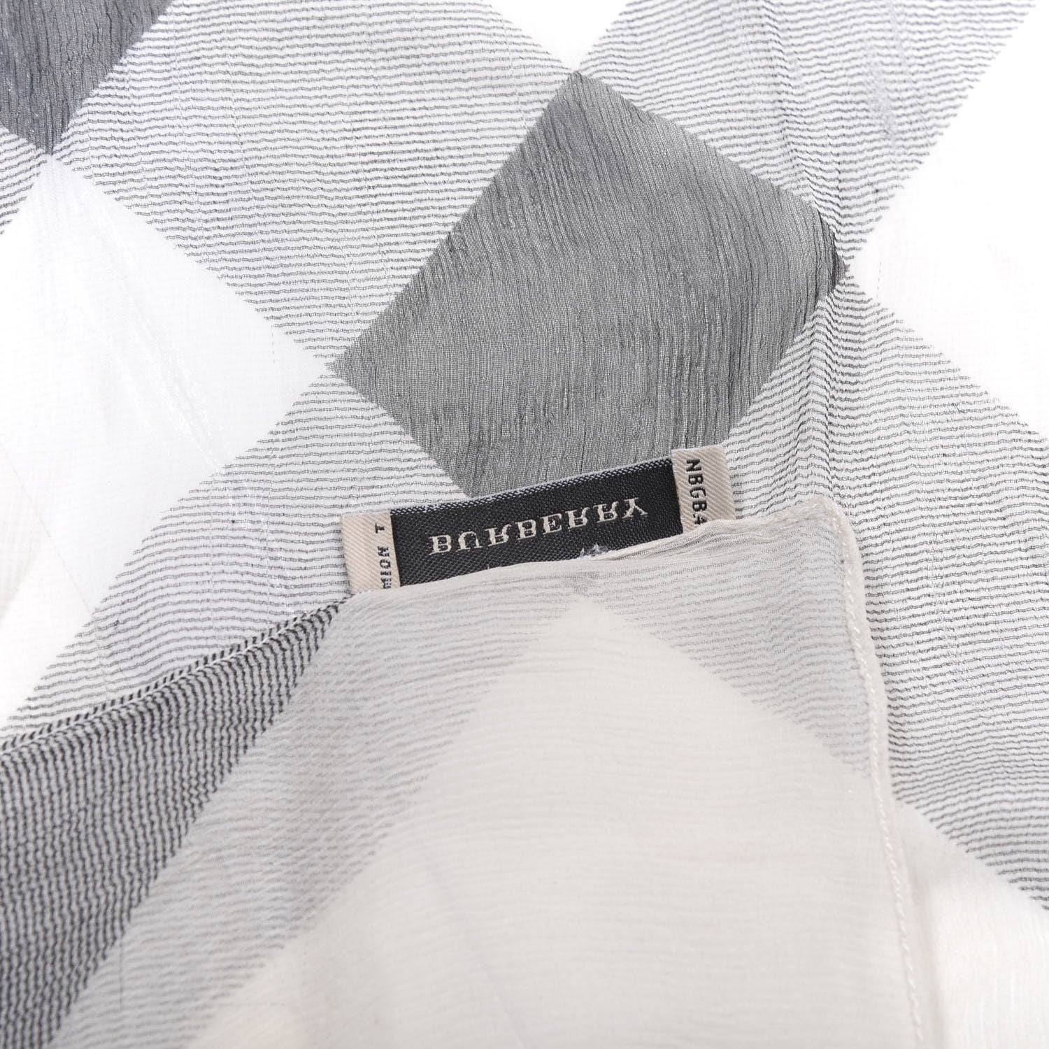 Burberry Wool Silk Gauze Giant Check Scarf Stone 4 of 4