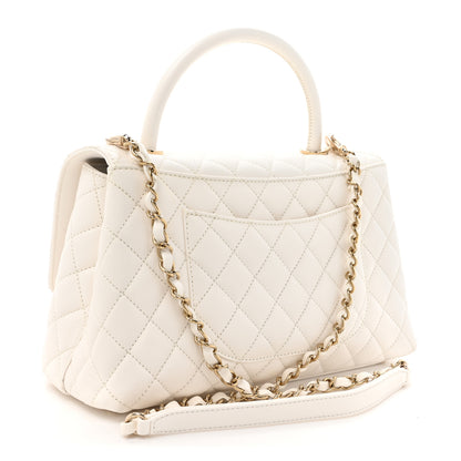 Chanel Caviar Quilted Small Coco Handle Flap White 3 of 11