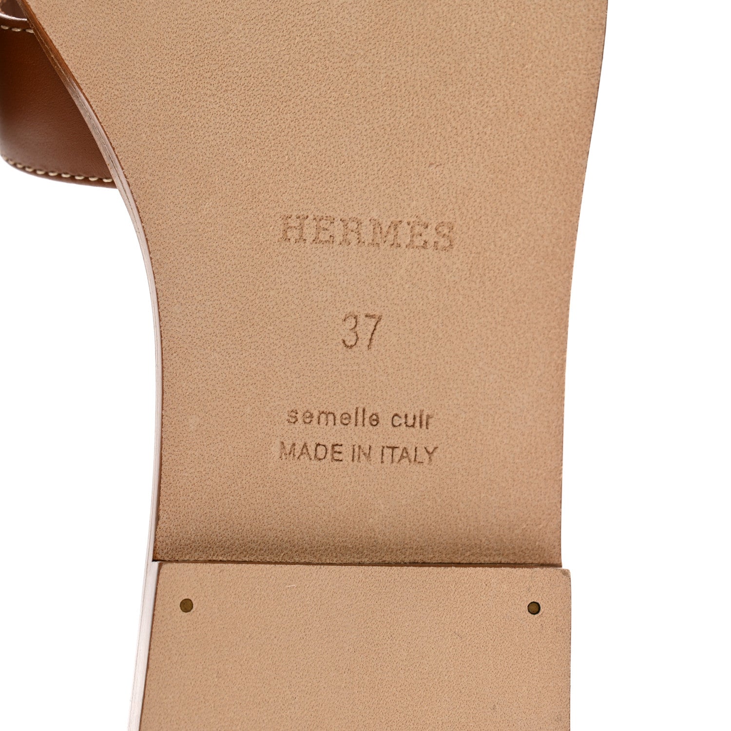 Hermes Box Calfskin Oran Sandals 37 Gold 7 of 9