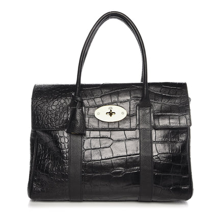Mulberry Croc Embossed Bayswater Black 1 of 7