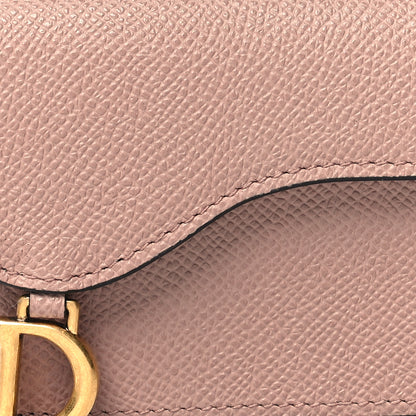 Christian Dior Grained Calfskin Saddle Card Holder Blush 8 of 10