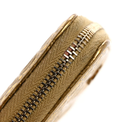 Chanel Metallic Calfskin Crocodile Embossed Cocodile Zip Coin Case Gold 8 of 10