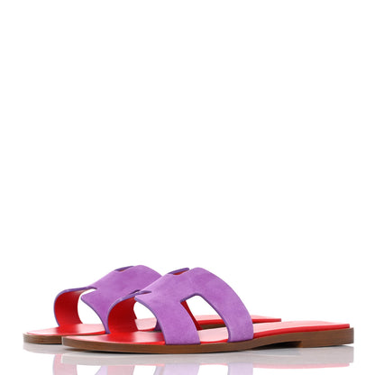 Hermes Suede Goatskin Oran Sandals 37 Violet Parme 3 of 9