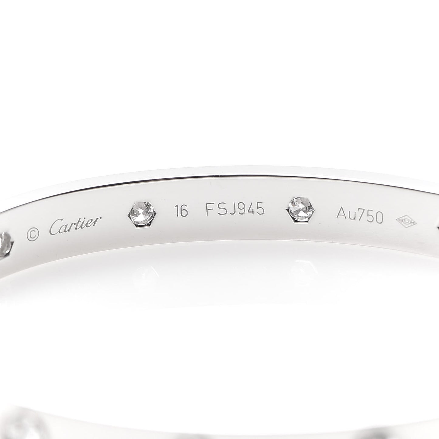 18K White Gold 10 Diamond LOVE Bracelet 16