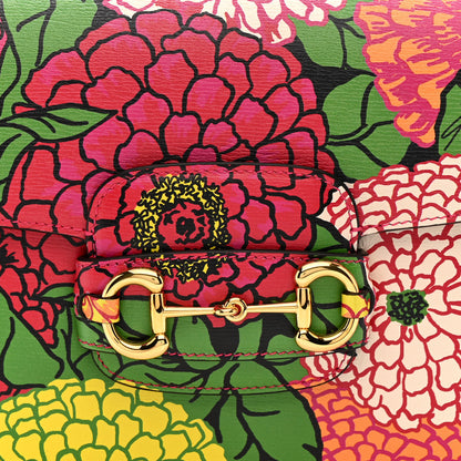 Gucci X KEN SCOTT New Shangai Calfskin Pomponica Print Horsebit 1955 Shoulder Bag Multicolor Fuxia Pompon 8 of 11