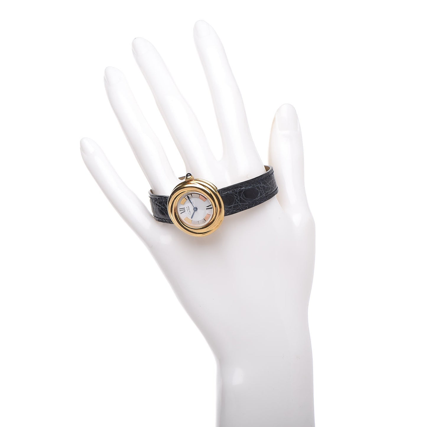Sterling Silver Vermeil Alligator 26mm Must De Cartier Quartz Watch Blue