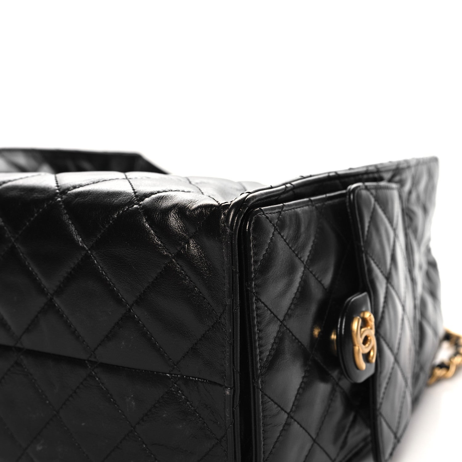 Chanel Shiny Crumpled Calfskin Quilted Medium Chanel 25 Handbag Black 12 of 12