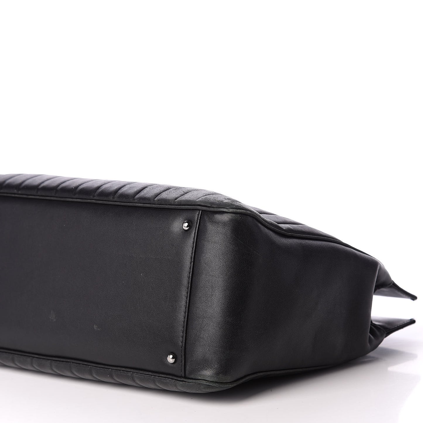 Calfskin Vertical Quilted Lax Shoulder Bag Black