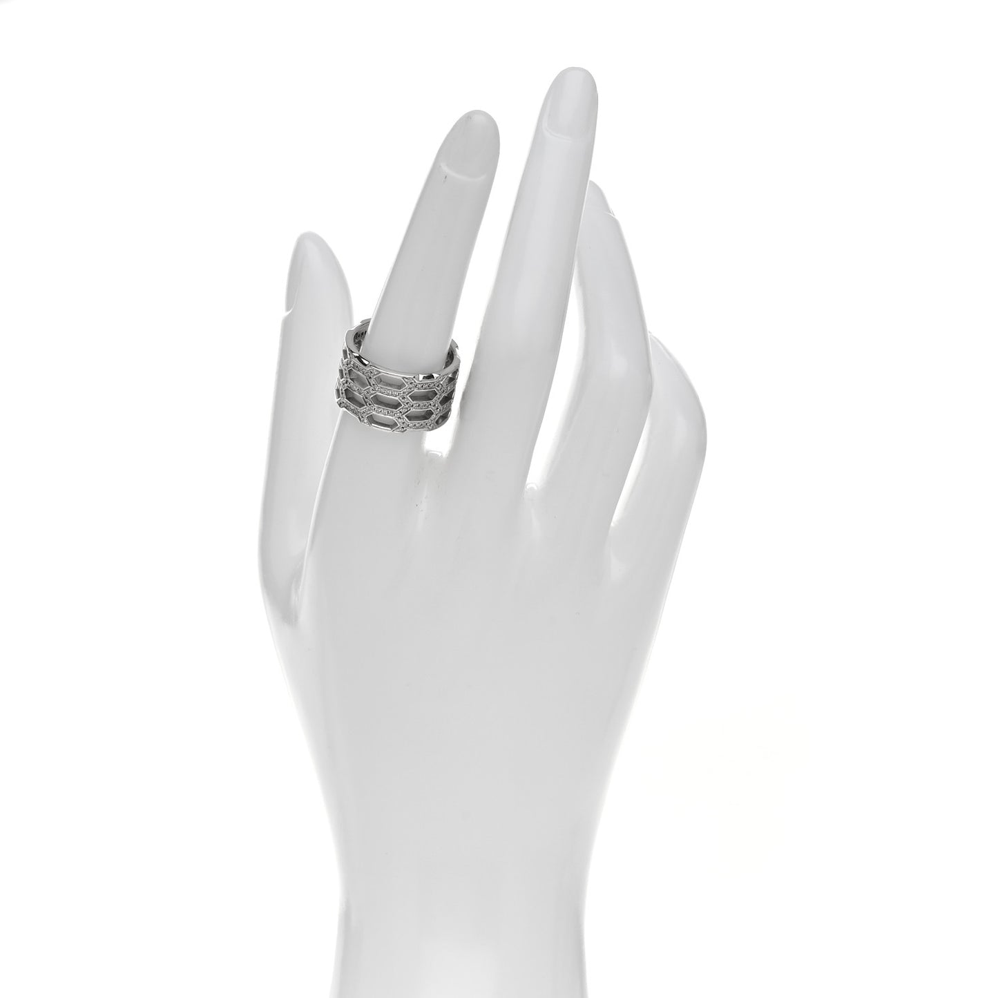 18K White Gold Diamond Serpenti Seduttori Pave Ring 56 7.5