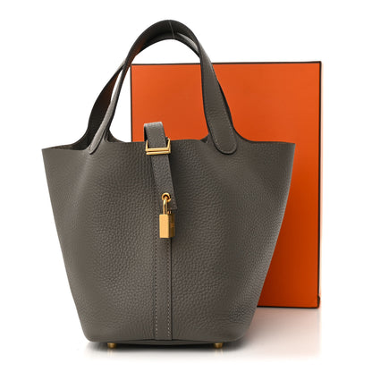 Hermes Taurillon Clemence Picotin Lock 18 PM Gris Meyer 10 of 10