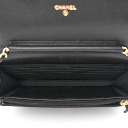 Chanel Caviar Quilted Crystal CC Wallet On Chain WOC Black 5 of 11
