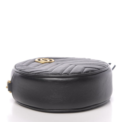 Gucci Azalea Calfskin Matelasse Heart Mini GG Marmont Round Shoulder Bag Black 4 of 10