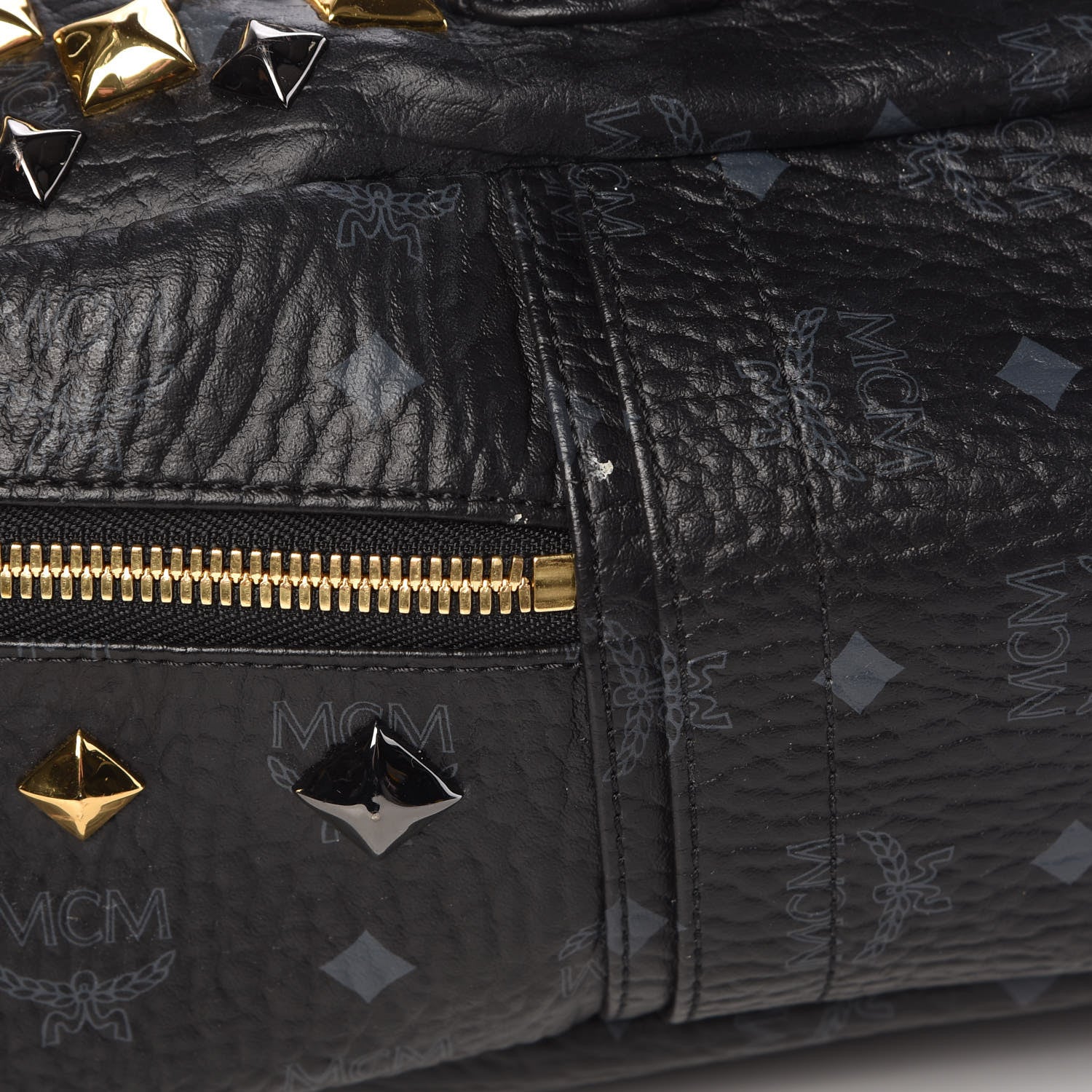 MCM Visetos Studded Medium Stark M Backpack Black 10 of 15