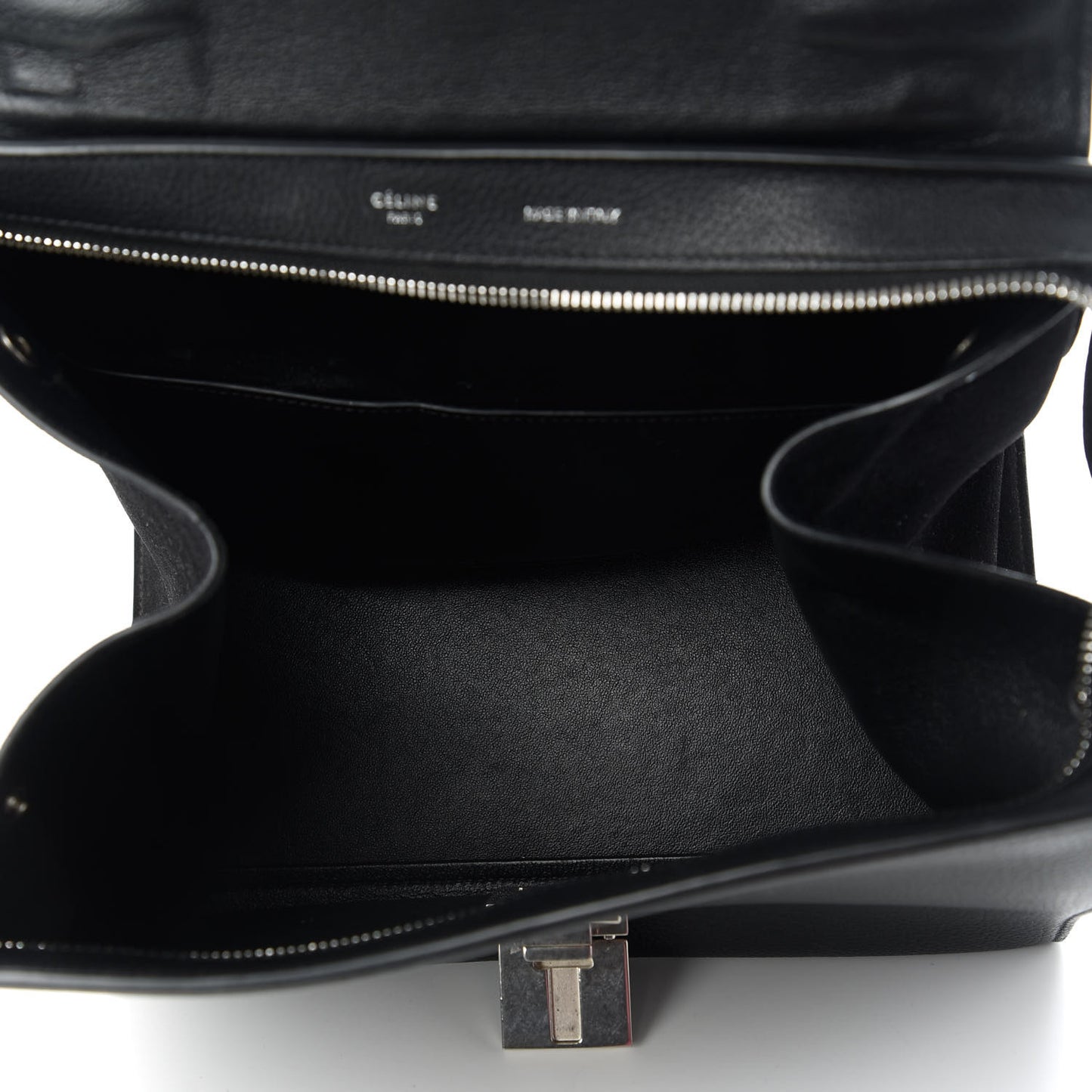 Drummed Calfskin Suede Small Trapeze Black