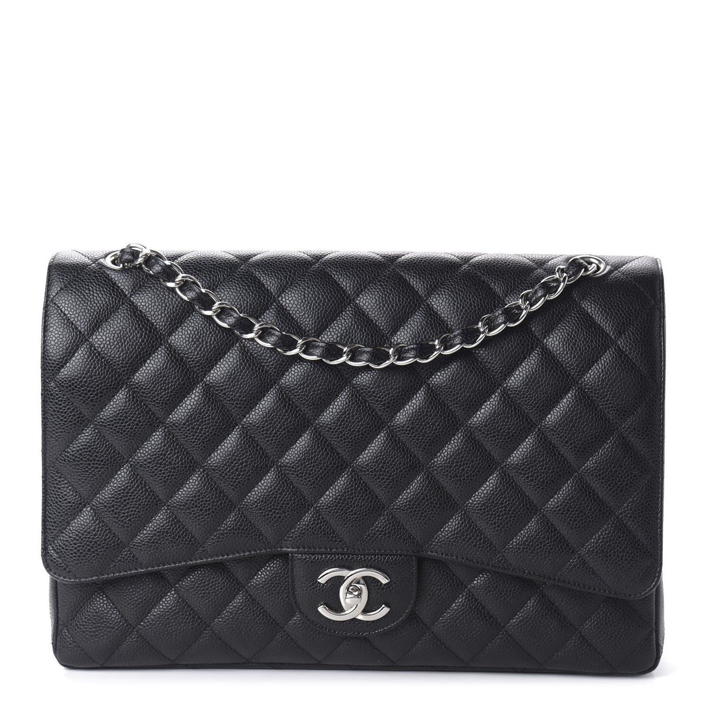 Caviar Quilted Maxi Double Flap Black