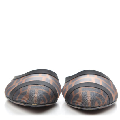 Fendi Technical Mesh Vitello FF Colibri Flat Mules 35.5 Tobacco Moro Black 2 of 8