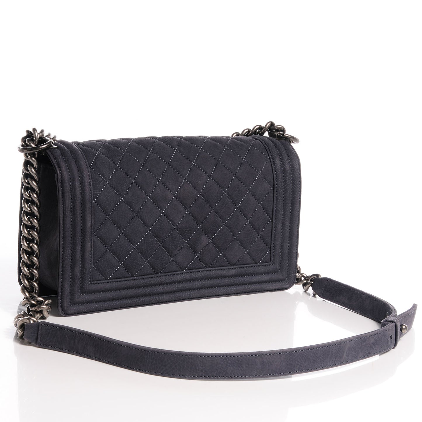 Suede Calfskin Medium Boy Flap Grey