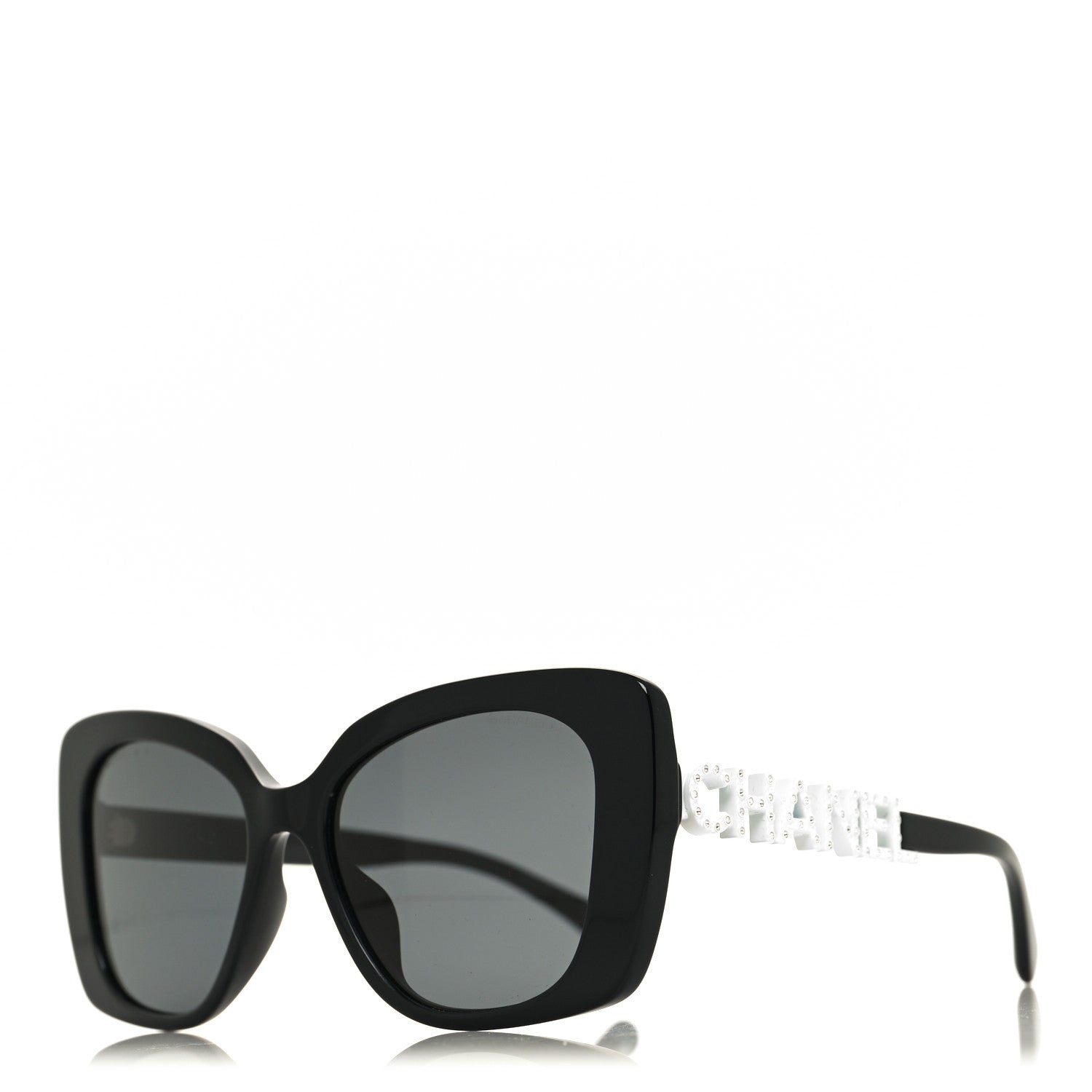 Chanel Acetate Strass Square Sunglasses 5422-B Black White 1 of 8