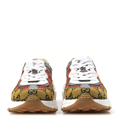 Gucci Monogram Multicolor Womens Rhyton Sneakers 37.5 Yellow Blue Great White Tabasco 3 of 12
