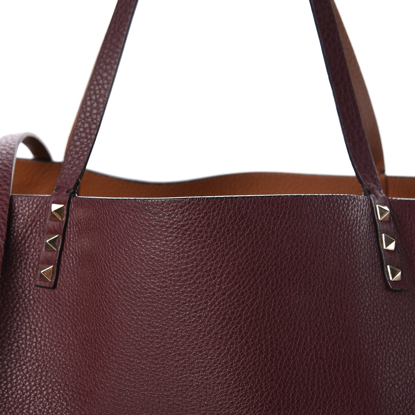 Grained Calfskin Large Rockstud Reversible Tote Light Cuir Rubin