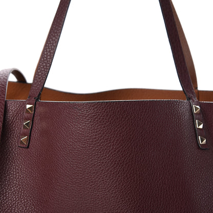 Valentino Garavani Grained Calfskin Large Rockstud Reversible Tote Light Cuir Rubin 10 of 16
