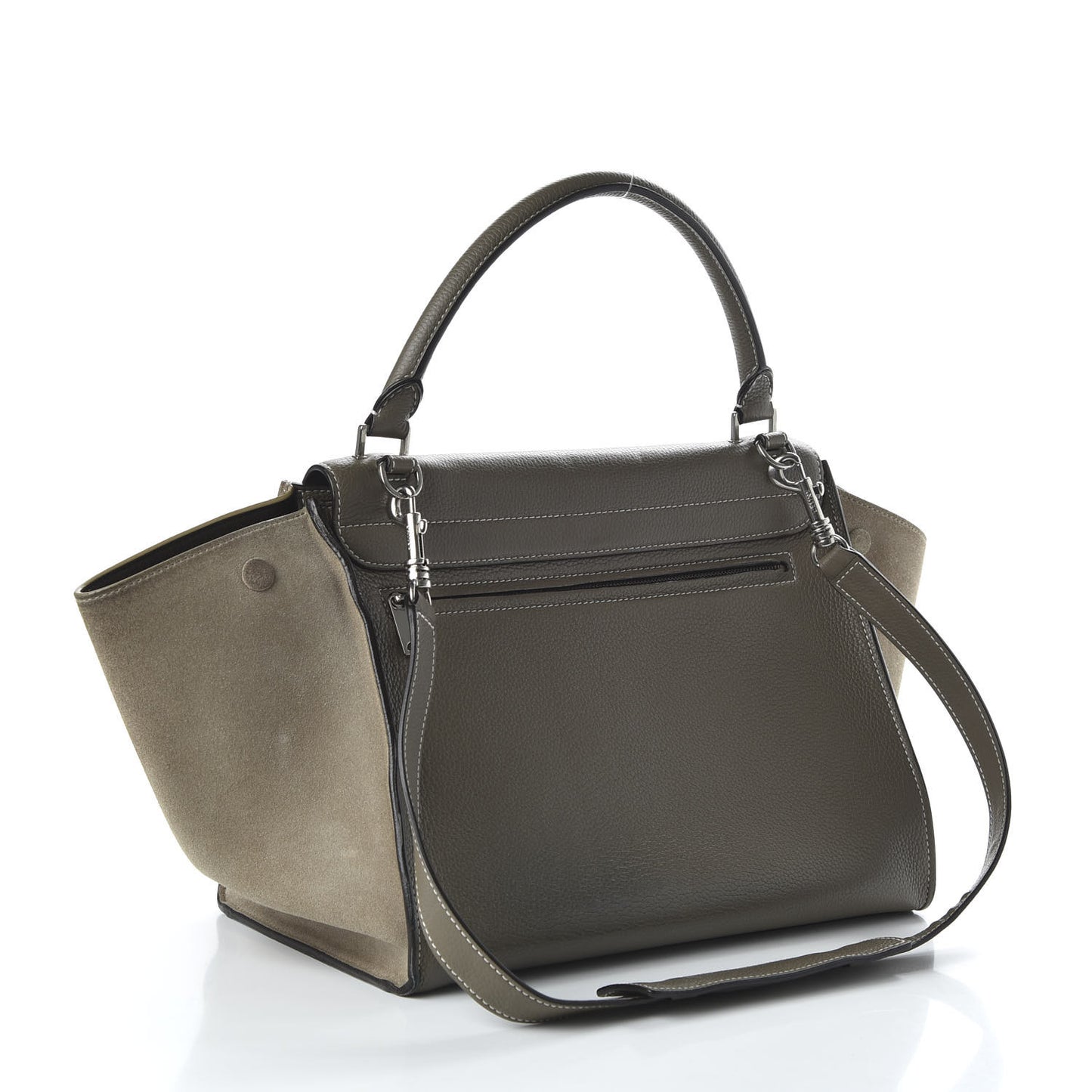 Drummed Calfskin Suede Medium Trapeze Souris