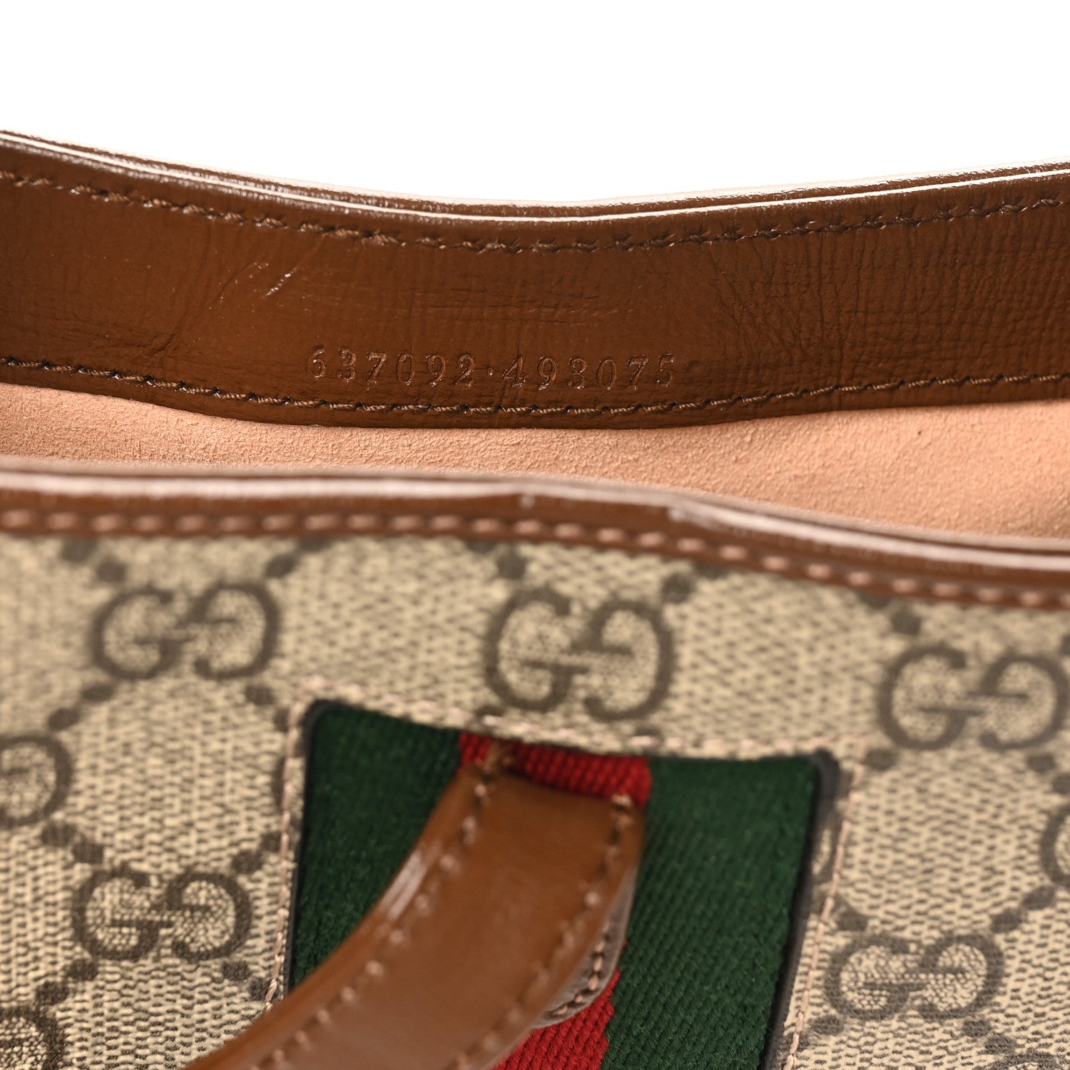 Gucci GG Supreme Monogram Azalea Calfskin Web Mini Jackie 1961 Hobo Beige Ebony Brown Sugar 7 of 10