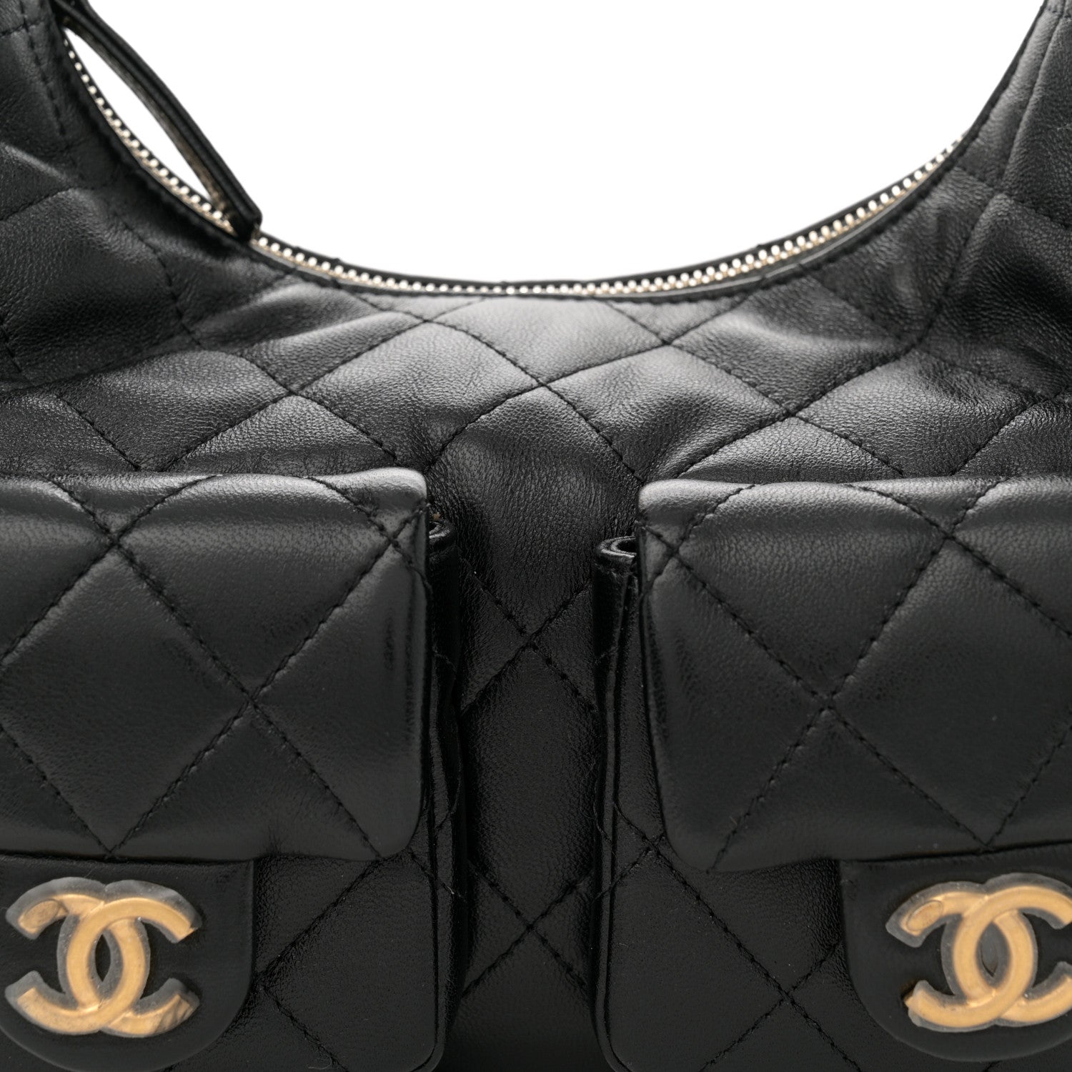 Chanel Shiny Lambskin Quilted Trendy Pockets Hobo Black 8 of 11