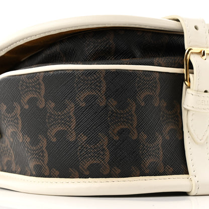 Celine Triomphe Canvas Medium Folco Bag White 10 of 12