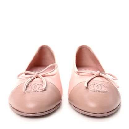 Chanel Lambskin Cap Toe CC Ballerina Flats 38.5 Light Pink Dark Pink 2 of 9