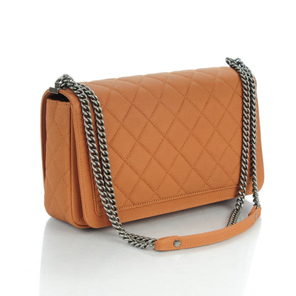 Chanel Washed Caviar Quilted Large Turn Around Ligne Flap Camel 3 of 7