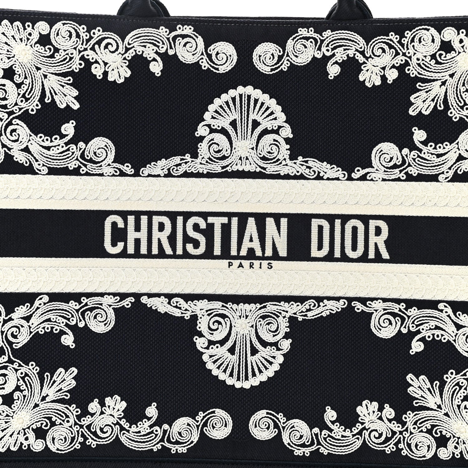 Christian Dior Canvas Embroidered Cornely Book Tote Blue White 8 of 13