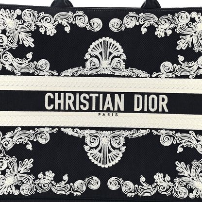 Christian Dior Canvas Embroidered Cornely Book Tote Blue White 8 of 13