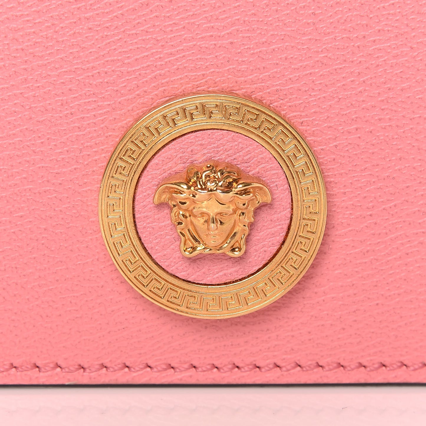 Calfskin Large Medusa Flap Over Wallet Pink Blue
