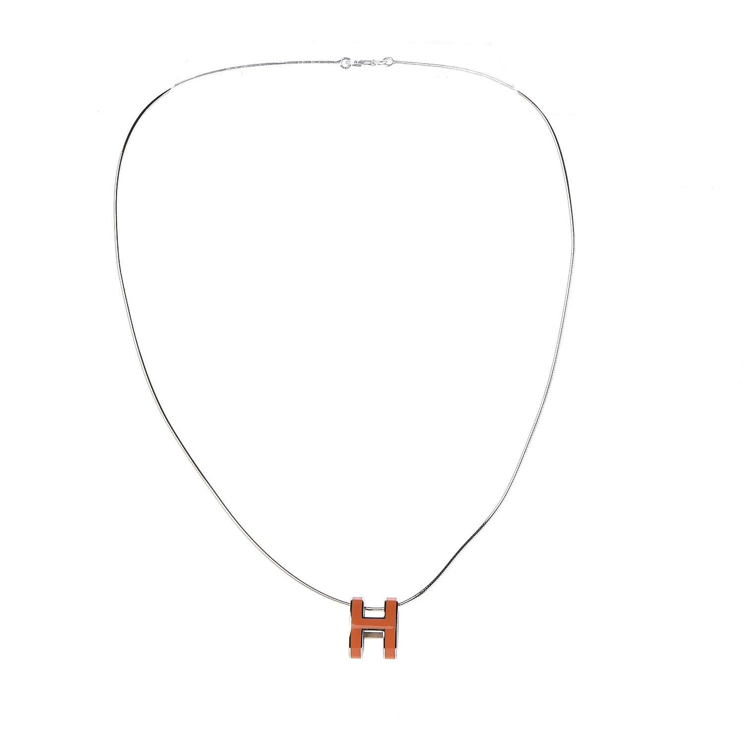 Lacquered Palladium Pop H Necklace Orange