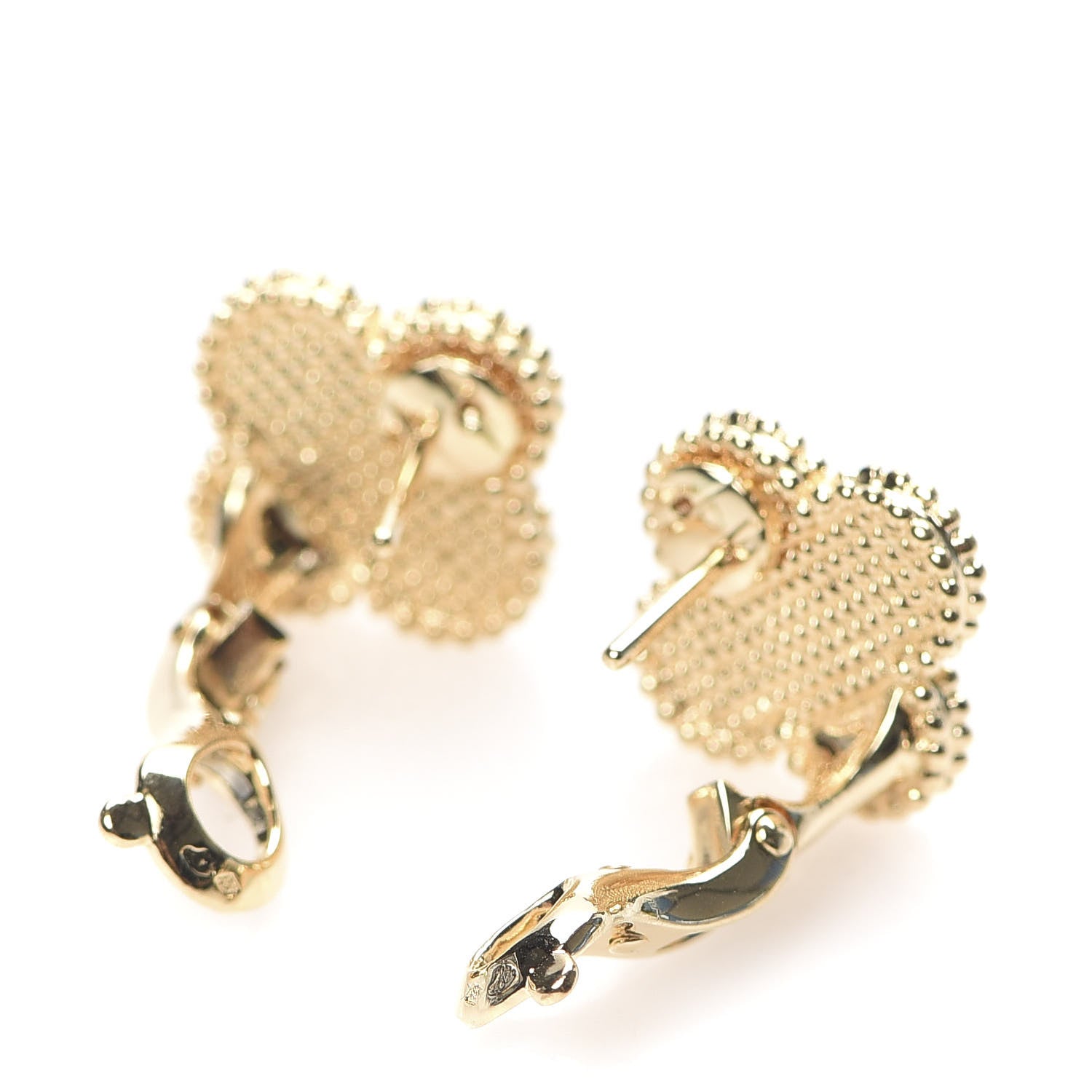 Van Cleef & Arpels 18K Yellow Gold Vintage Alhambra Earrings 3 of 5