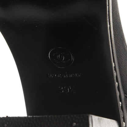 Chanel Fabric Grosgrain CC High Cap Toe Chain Boots 39.5 Black 6 of 7