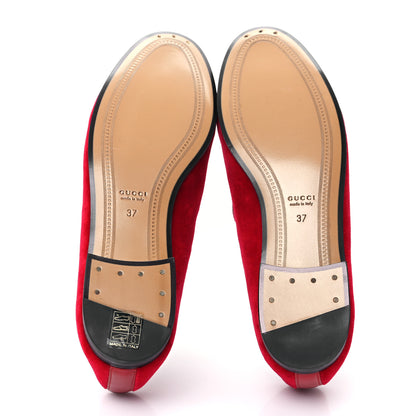 Gucci Velvet Horsebit Womens Jordaan Loafers 37 Hibiscus Red 6 of 9