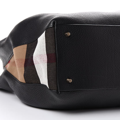 Burberry Grainy Calfskin House Check Medium Maidstone Black 9 of 12