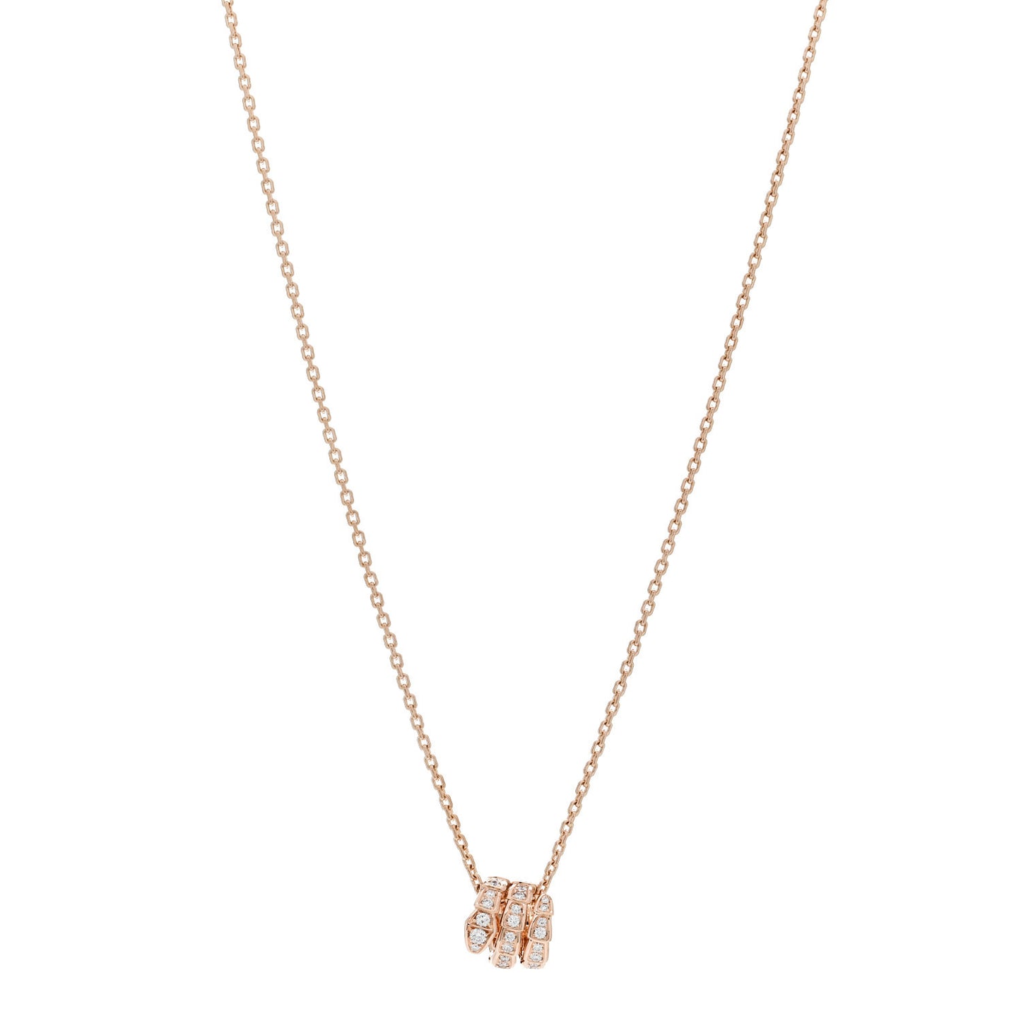 18K Rose Gold Diamond Serpenti Viper Pave Pendant Necklace