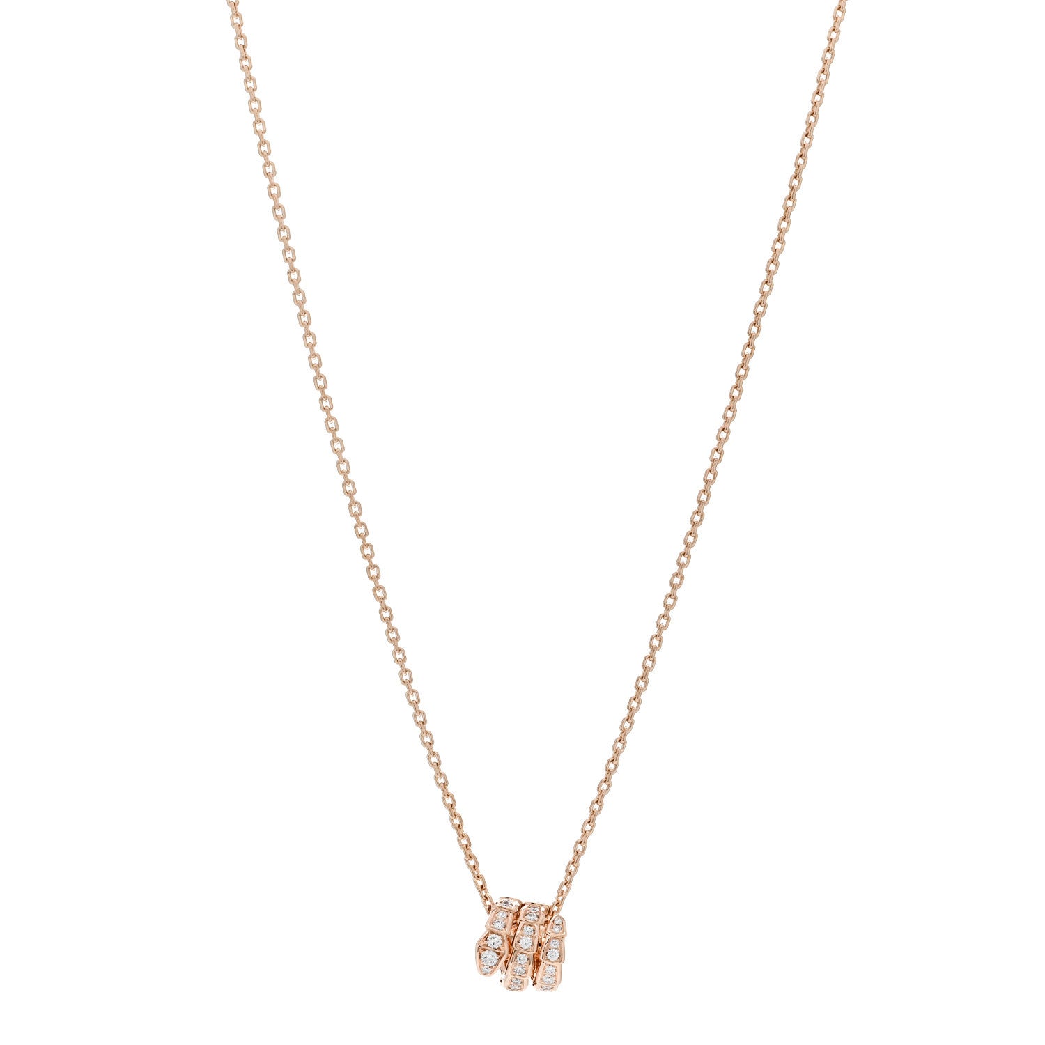 Bulgari 18K Rose Gold Diamond Serpenti Viper Pave Pendant Necklace 1 of 6
