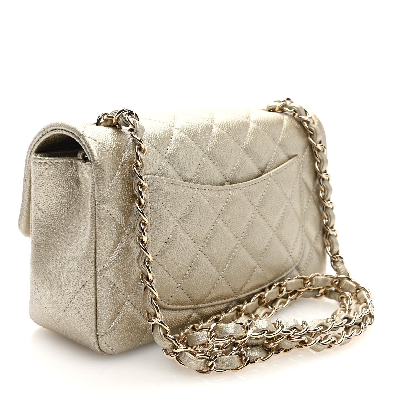 Chanel Metallic Caviar Quilted Mini Rectangular Flap Gold 3 of 9