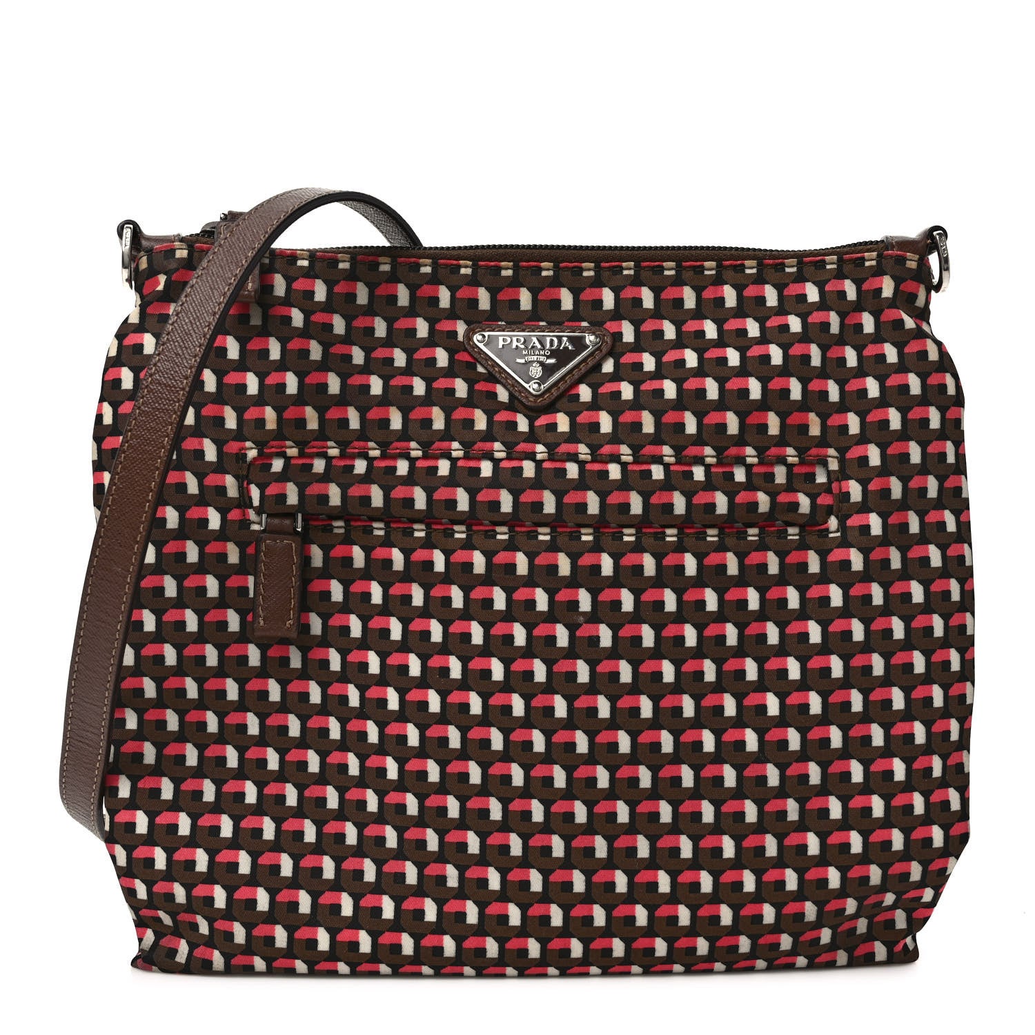 Prada Tessuto Stampato Nylon Saffiano Otta Print Tote Rosa 1 of 9