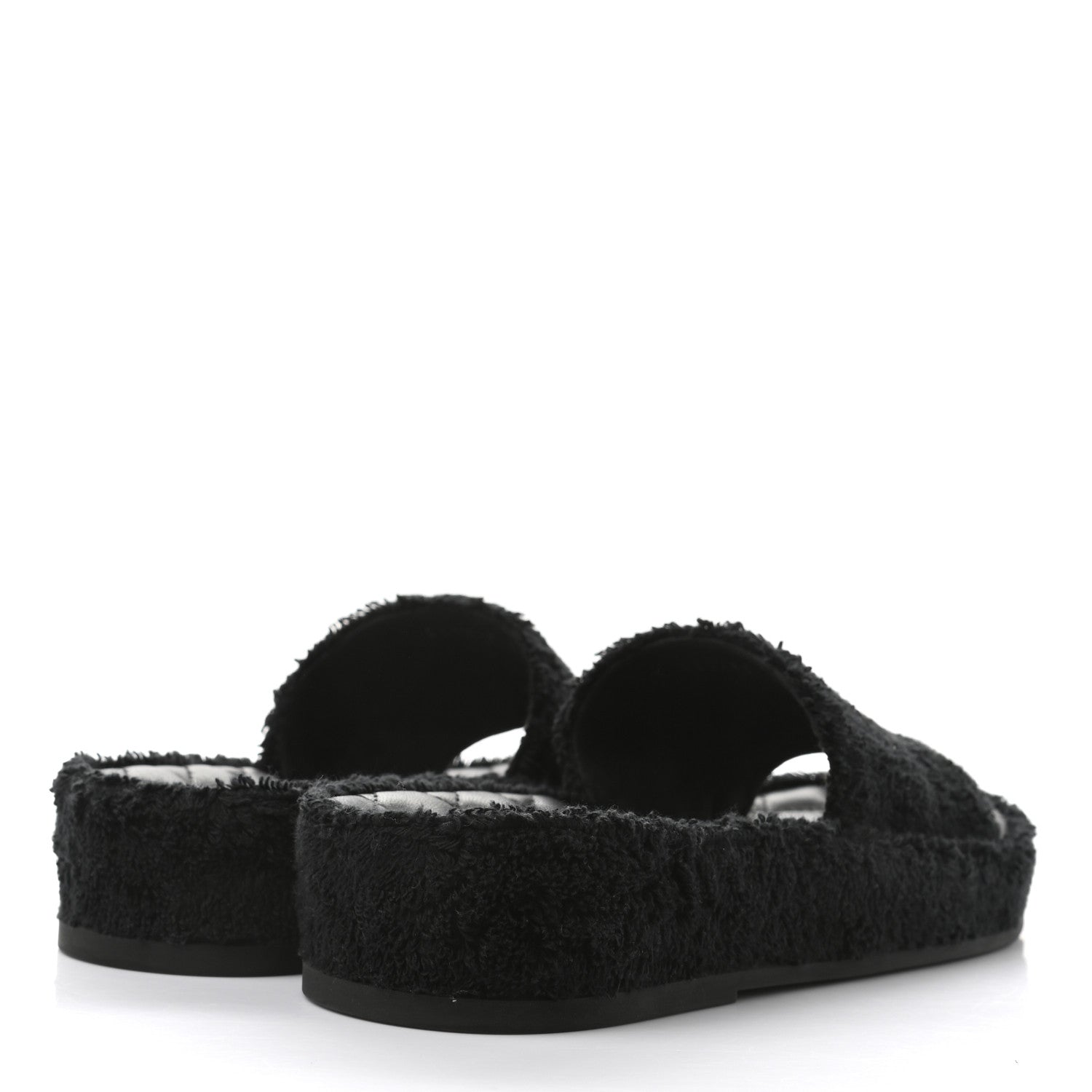 Chanel Terry Cloth Lambskin CC Sandals 36 Black 4 of 9