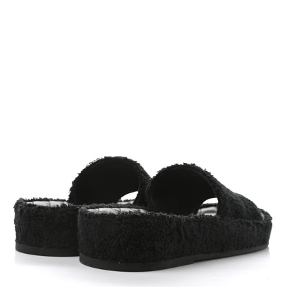 Chanel Terry Cloth Lambskin CC Sandals 36 Black 4 of 9