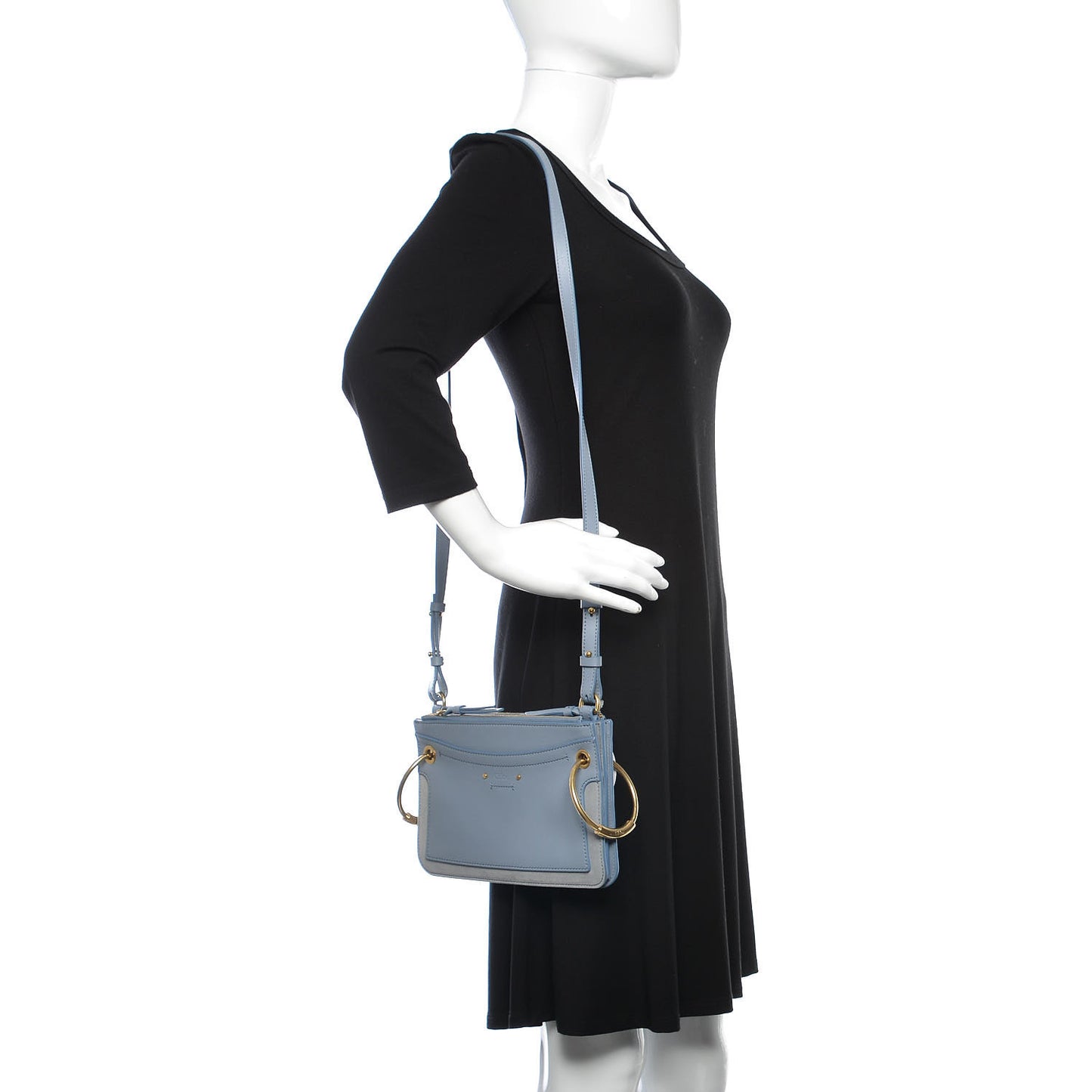 Calfskin Suede Mini Roy Bag Washed Blue