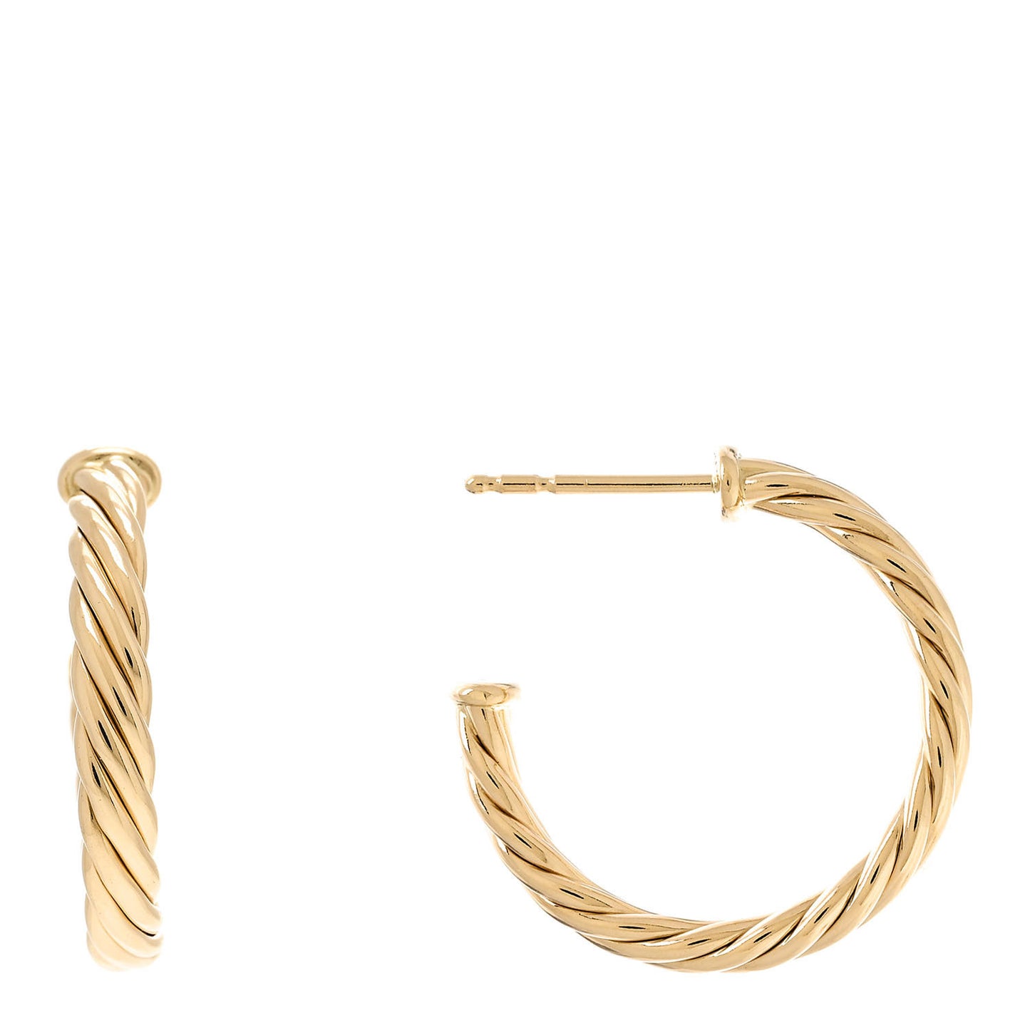 18K Yellow Gold Mini Cablespira Hoop Earrings