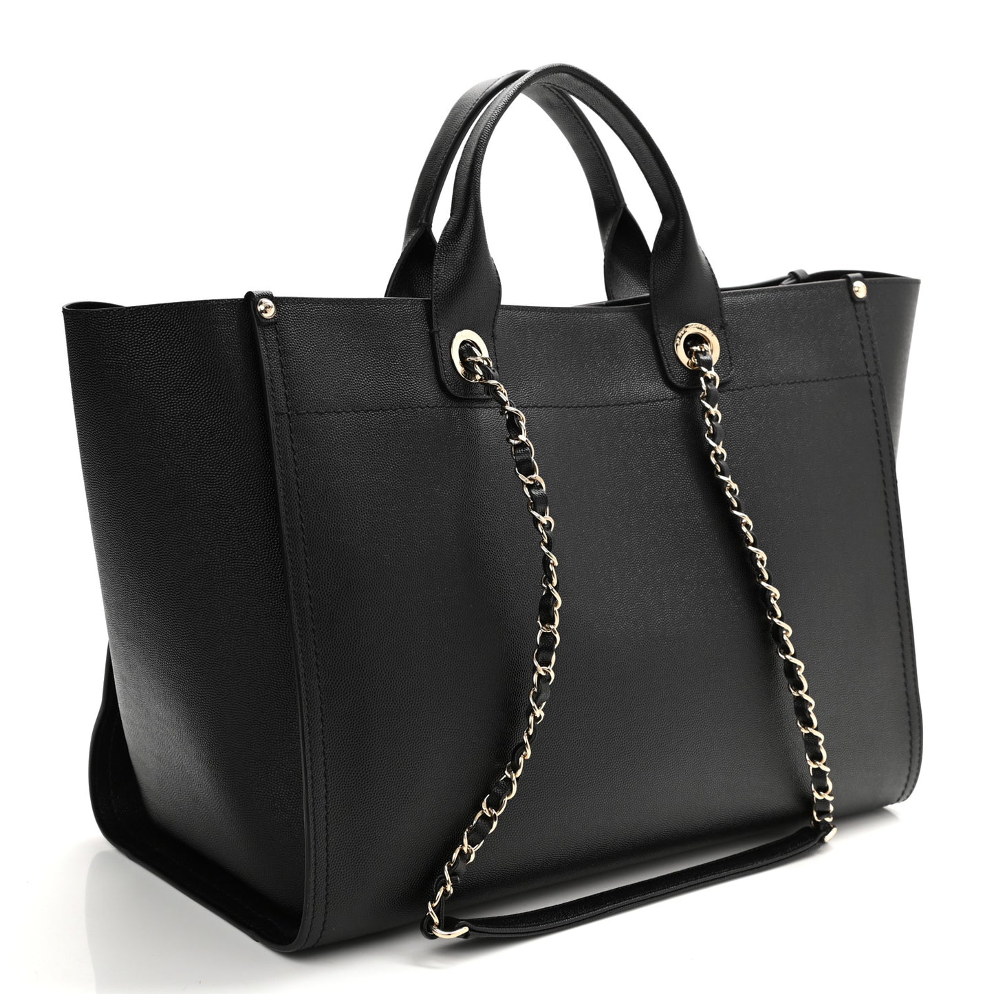 Caviar Large Studded Deauville Tote Black